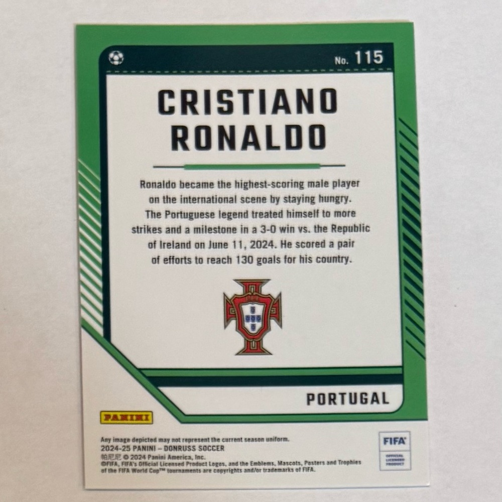 Cristiano Ronaldo 2024/25 Panini- Donruss Soccer FIFA Red and Green Design# 115 - Picture 2 of 8